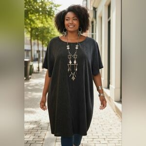 Black Midi Dress - Women's Relaxed Ribbed Midi Dress